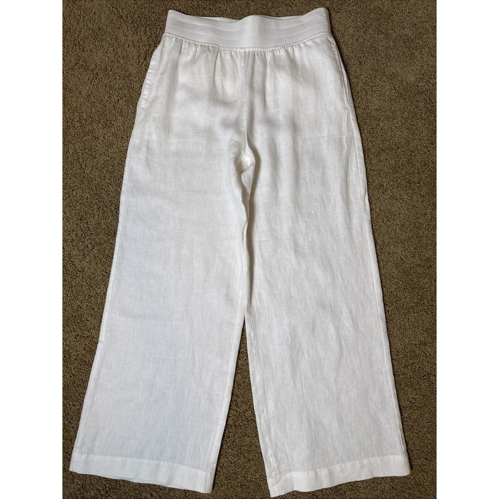 Soft Surroundings Linen Wide Leg Pants Women Small White Aliso Coastal Resort